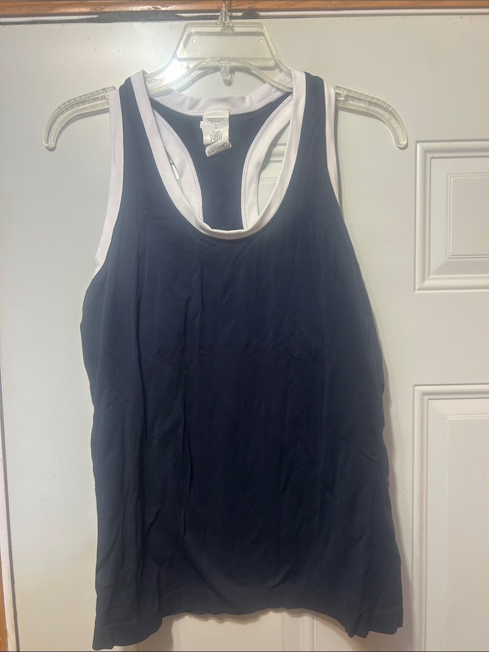 Athleta‎ Navy and White Racerback Tank Top - Performance Womens Top L